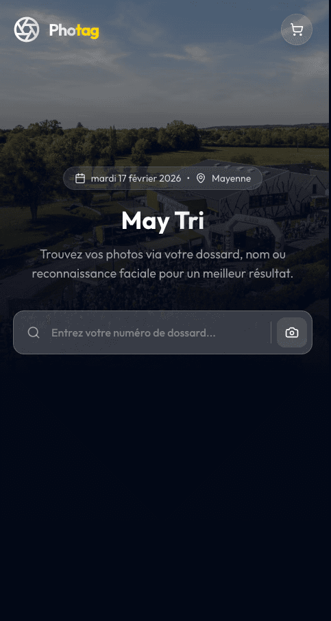 Galerie mobile Photag — recherche par dossard